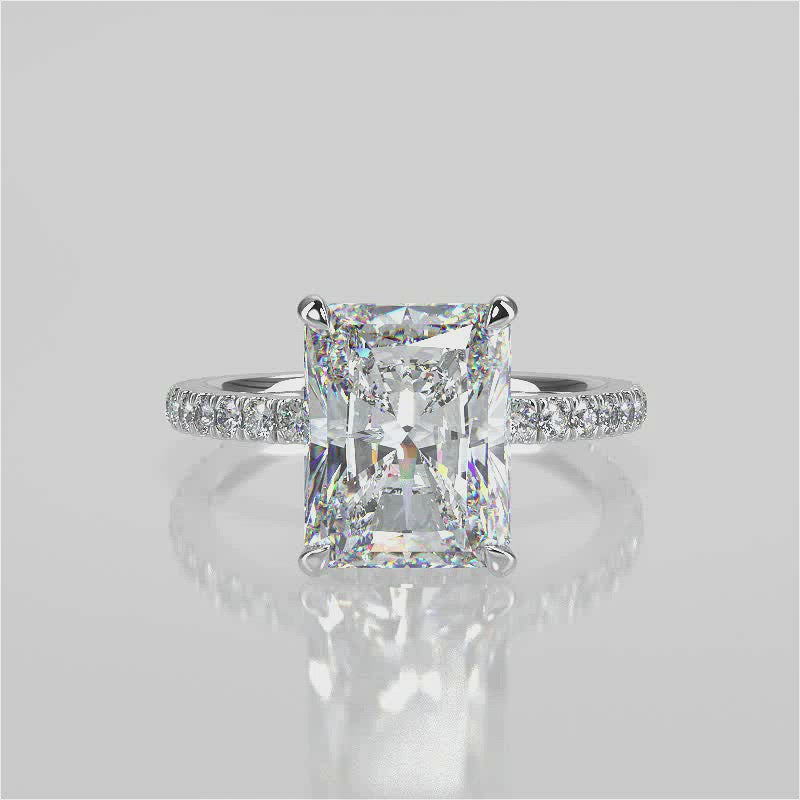 Stunning 2.50 CT Radiant Moissanite Engagement Ring with Hidden Halo & Pave Design 4