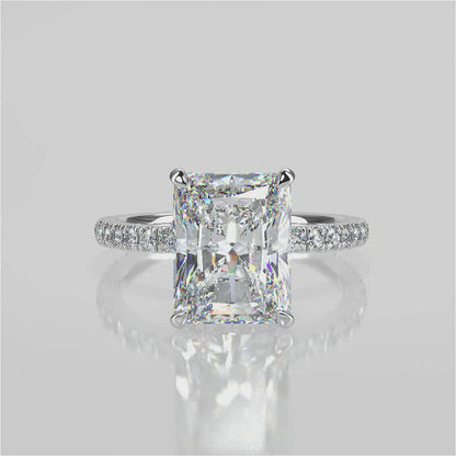 Stunning 2.50 CT Radiant Moissanite Engagement Ring with Hidden Halo & Pave Design 4