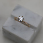 0.75 CT Round Cut Pave CVD E/VS1 Diamond Engagement Ring 1