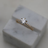 0.75 CT Round Cut Pave CVD E/VS1 Diamond Engagement Ring 1