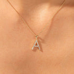 0.20 CT Round Moissanite Diamond Letter Pendant Necklace in Solid Gold 4
