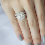 Stunning 1.0 CT Cushion Moissanite Engagement Ring with Double Halo and Pave Design 11