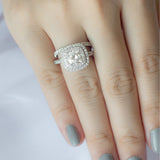 Stunning 1.0 CT Cushion Moissanite Engagement Ring with Double Halo and Pave Design 11