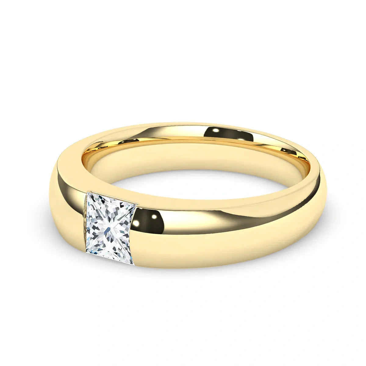 Delicate 0.70 CT Moissanite Solitaire Men's Wedding Band with Princess Cut Stones in Solid Gold 3
