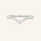 Stunning 0.2 TCW Round Moissanite Stones Curved Wedding Bands 3