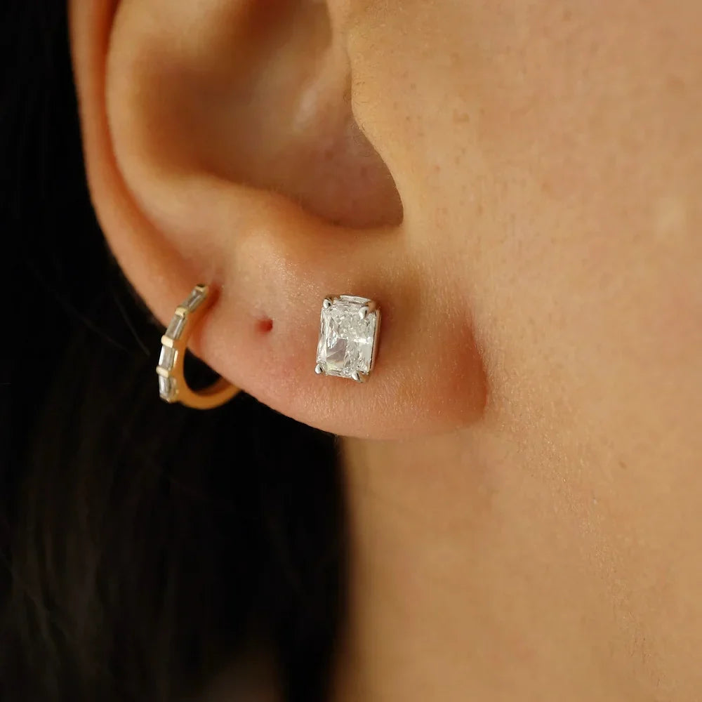 Classic 0.50 TCW Radiant Cut Moissanite Stud Earrings in Gold 2
