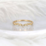 Stunning 0.07 TCW Round Moissanite Stones Leaf Nesting Metal Wedding Bands 1