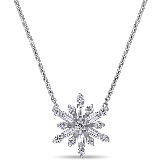 Round Cut Cubic Zirconia in 925 Sterling Silver Necklace 1