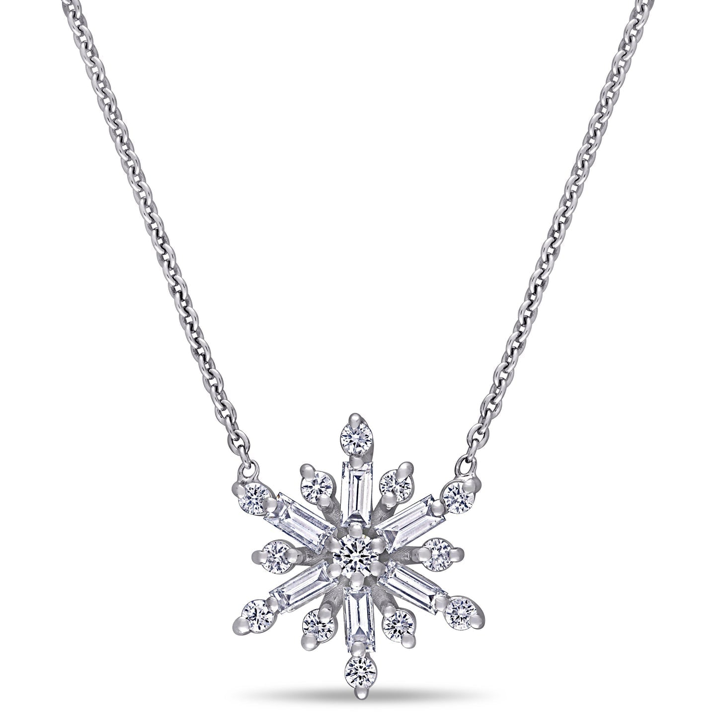 Round Cut Cubic Zirconia in 925 Sterling Silver Necklace 12