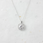 2.0 CT Cushion Moissanite Diamond Halo Pendant Necklace in Solid Gold 1