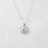 2.0 CT Cushion Moissanite Diamond Halo Pendant Necklace in Solid Gold 1