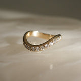 Stunning 0.4 TCW Round Moissanite Stones Curved Wedding Band 1