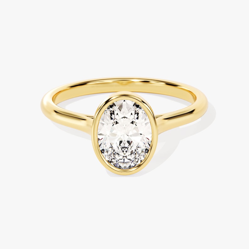 Stunning 1.0-2.0 CT Oval Moissanite Engagement Ring with Bezel Design 1