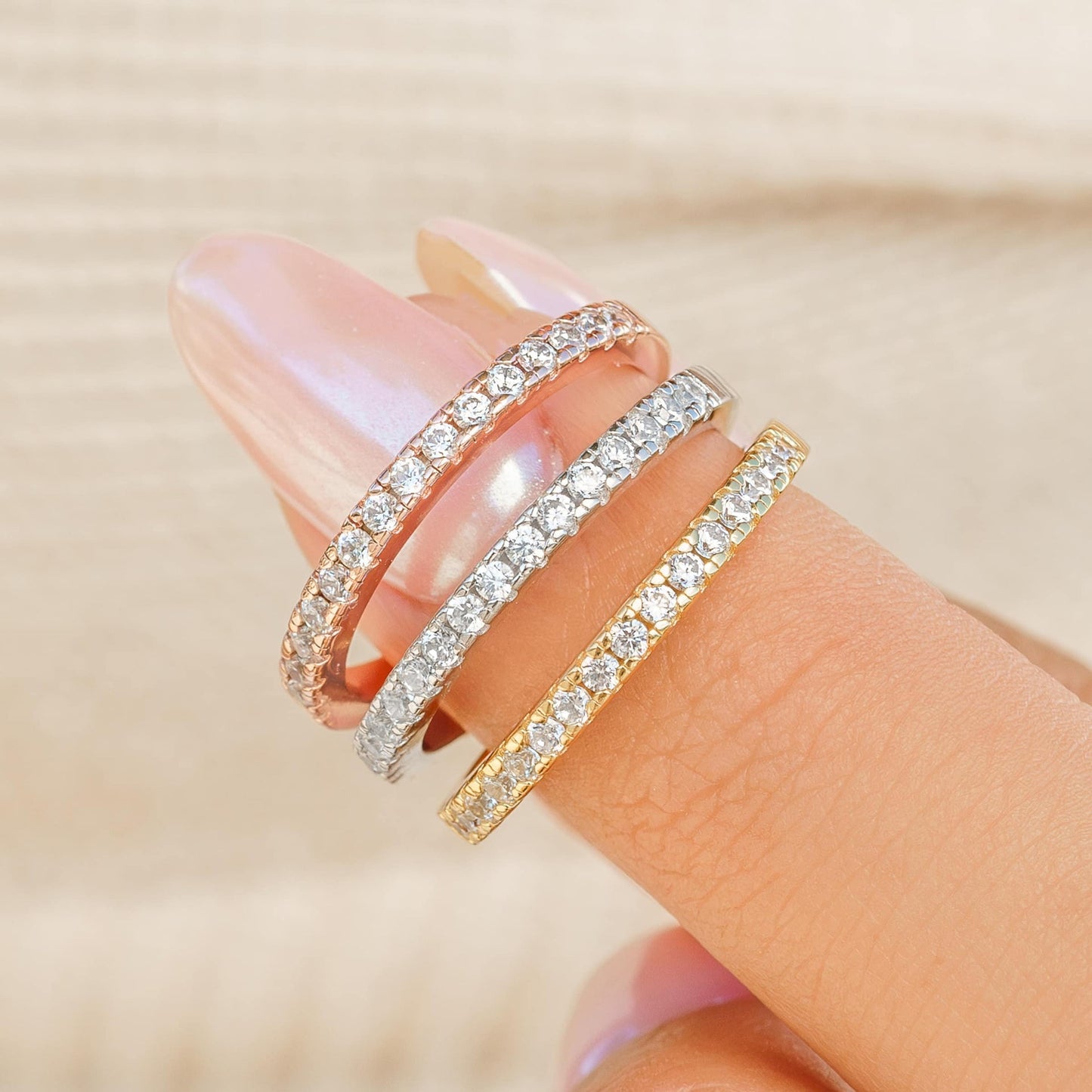 Stunning 0.2 TCW Round Moissanite Stone in Half Eternity Wedding Bands 5