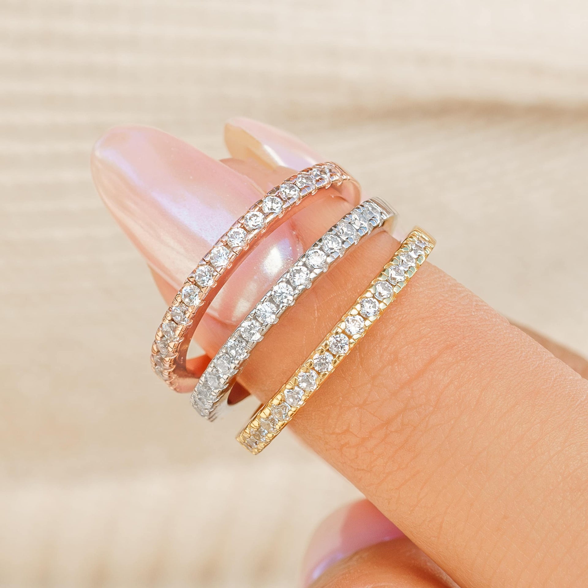 Stunning 0.2 TCW Round Moissanite Stone in Half Eternity Wedding Bands 5