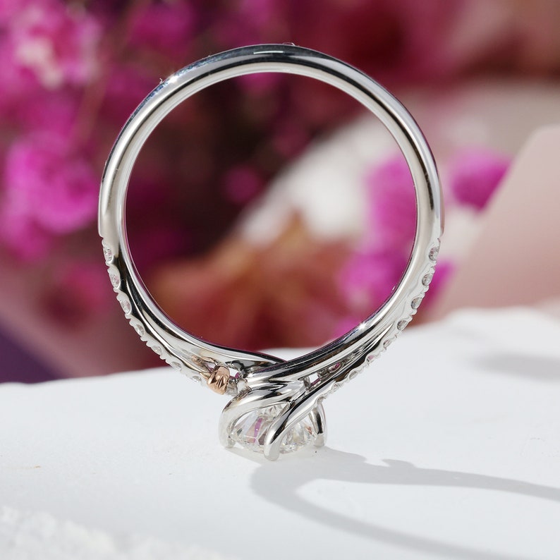 Stunning 0.50 CT Round Moissanite Engagement Ring with Pave Design 5