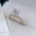 Stunning 2.50 CT Radiant Moissanite Engagement Ring with Hidden Halo & Triple Pave Design 4
