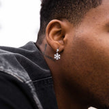2 CT Round Moissanite Snowflake Drop Silver Earrings for Him 5