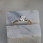 0.85 CT Round Cut Pave CVD E/VS1 Diamond Engagement Ring 1