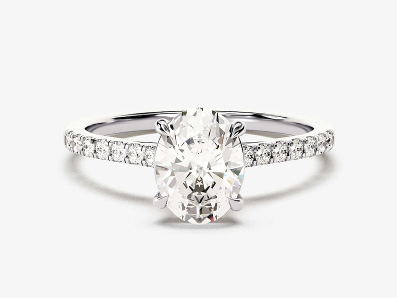 Stunning 1.0-2.0 CT Oval Moissanite Engagement Ring with Pave Design 3