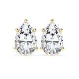 2.0 TCW Pear Cut Moissanite Hidden Halo Stud Earrings in Gold 1