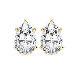 2.0 TCW Pear Cut Moissanite Hidden Halo Stud Earrings in Gold