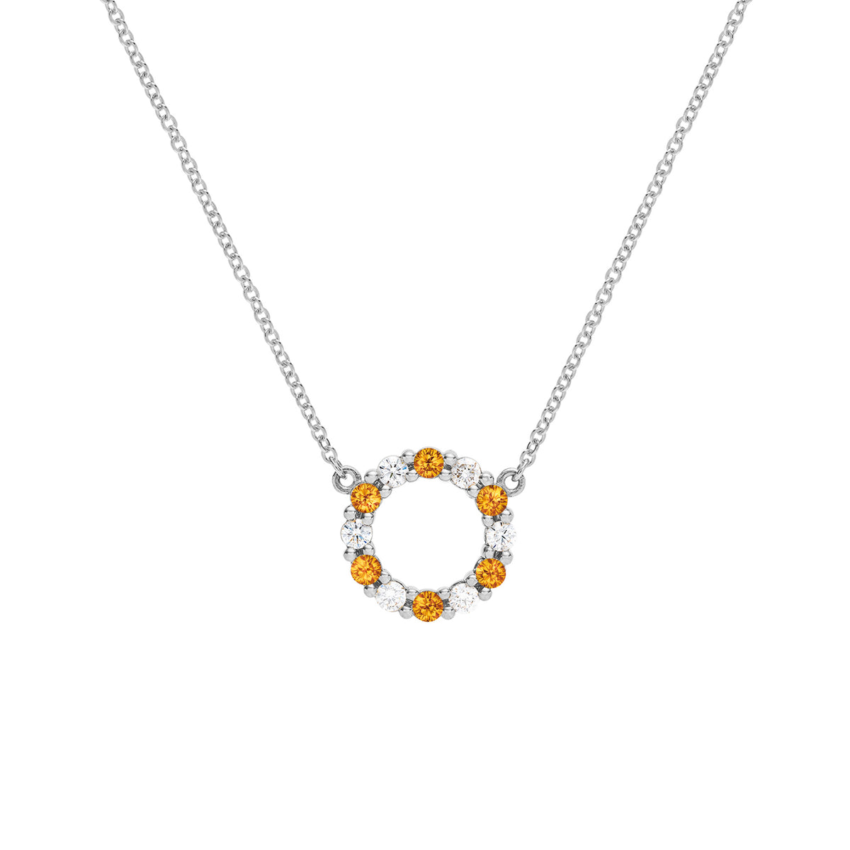 1.44 TCW Round Citrine Lab Made Diamond- November Birthstone Necklace 7
