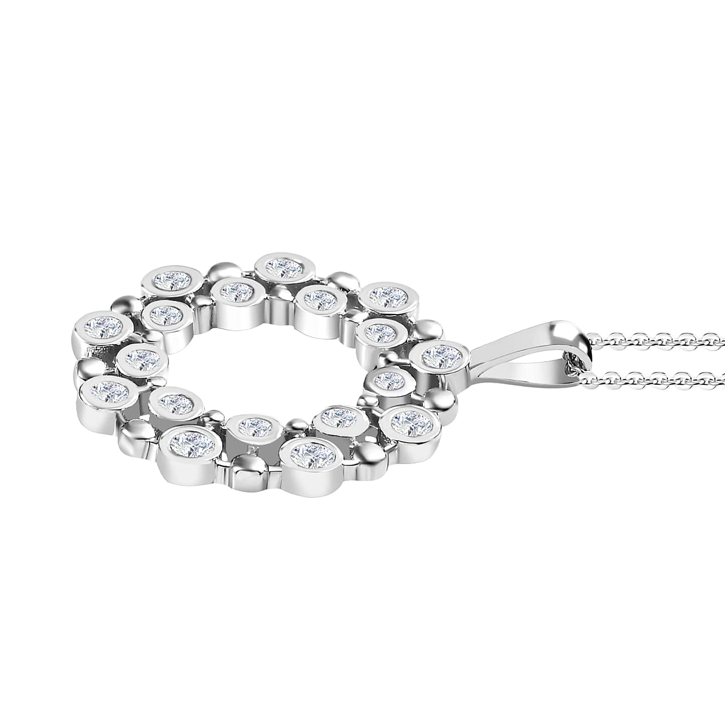 Round Cut Cubic Zirconia in 925 Sterling Silver Necklace 4