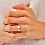 1.50 CT Oval Cut Moissanite Bridal Ring Set with Marquise & Round Wedding Bands 5