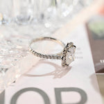 3.0 CT Radiant Shaped Moissanite Engagement Ring With Cluster Pave Accents 4