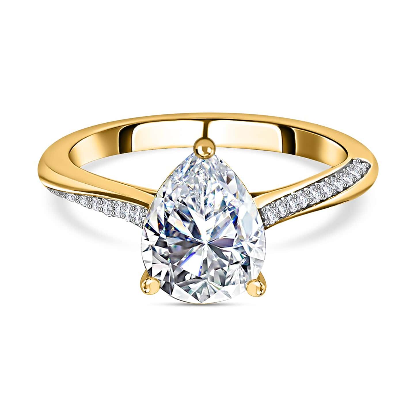 Pear Cut Pave Style Cubic Zirconia in 925 Sterling Silver Ring 1