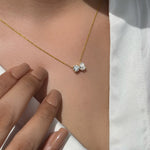 2.0 CT Pear & Round Moissanite Diamond Two Stone Pendant Necklace in Solid Gold 8