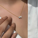 2.0 CT Pear & Round Moissanite Diamond Two Stone Pendant Necklace in Solid Gold 8