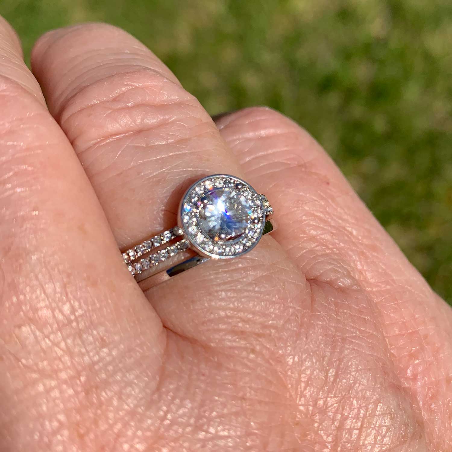 Round Cut Halo & Pave Style Cubic Zirconia in 925 Sterling Silver Ring 3