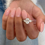 Stunning 1.0 CT Oval Moissanite Engagement Ring with Three Stone Design 3