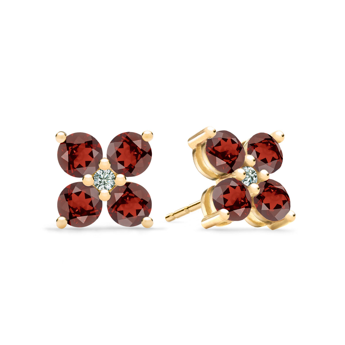 2.5 TCW Round Garnet Lab Made Diamond- January Birthstone Earrings 1
