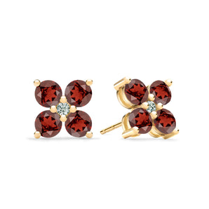 2.5 TCW Round Garnet Lab Made Diamond- January Birthstone Earrings