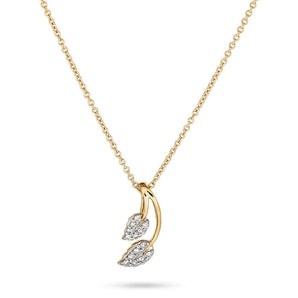 0.20 CT Round Moissanite Diamond Leaf Pendant Necklace in Solid Gold