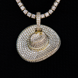 8 CT Round Moissanite Iced Cowboy Hat Silver Pendant for Him 2