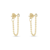 0.10 TCW Round Cut Moissanite Thread Earrings in Gold 1