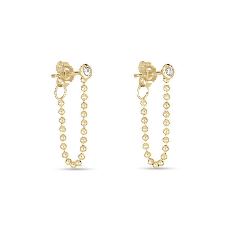 0.10 TCW Round Cut Moissanite Thread Earrings in Gold 1
