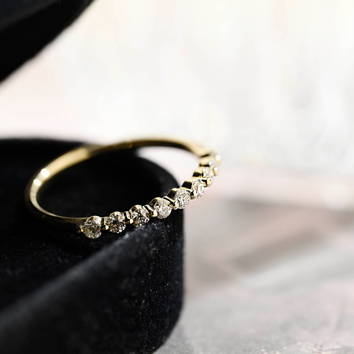 0.3 TCW Round Cut Moissanite Bridal Wedding Band 1