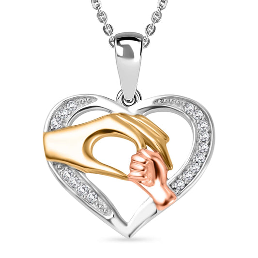 Round Cut Cubic Zirconia in 925 Sterling Silver Necklace 1