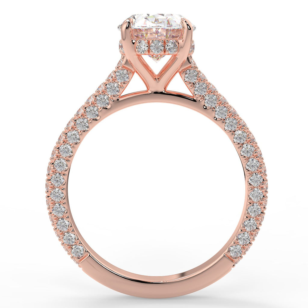 Stunning 2.11 CT Oval Moissanite Engagement Ring with Hidden Halo & Three Side Pave Design 9