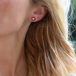 2.9 TCW Round Garnet Lab Made Diamond- January Birthstone Earrings 6