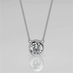 1.0 CT Round Moissanite Diamond Bezel Pendant Necklace in Solid Gold 3
