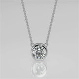 1.0 CT Round Moissanite Diamond Bezel Pendant Necklace in Solid Gold 3