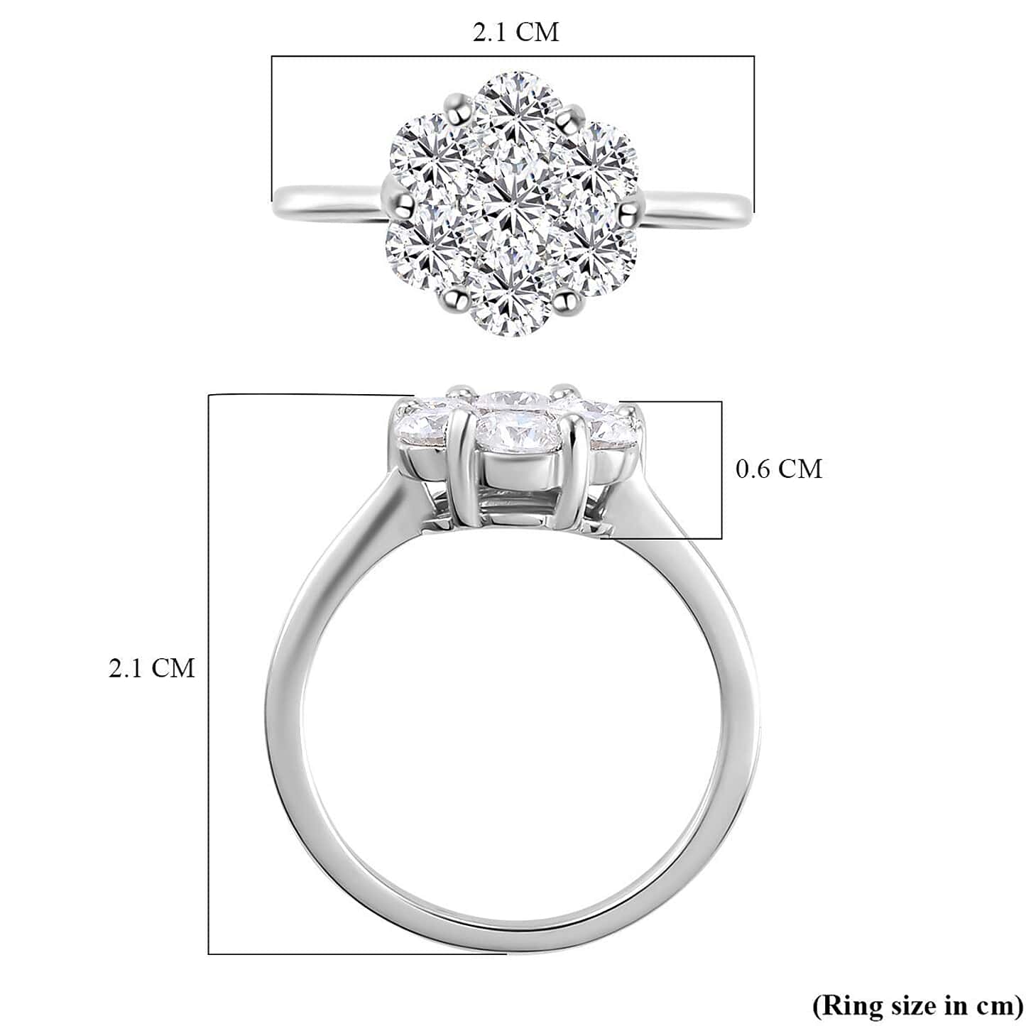 Round Cut Cubic Zirconia in 925 Sterling Silver Ring 6