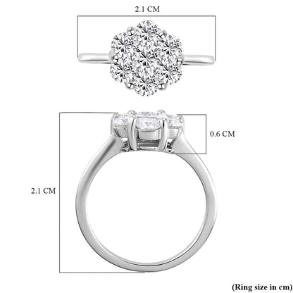 Round Cut Cubic Zirconia in 925 Sterling Silver Ring 6