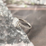 Stunning 4.0 CT Radiant Moissanite Engagement Ring with 3 Stones & Pave Design 6